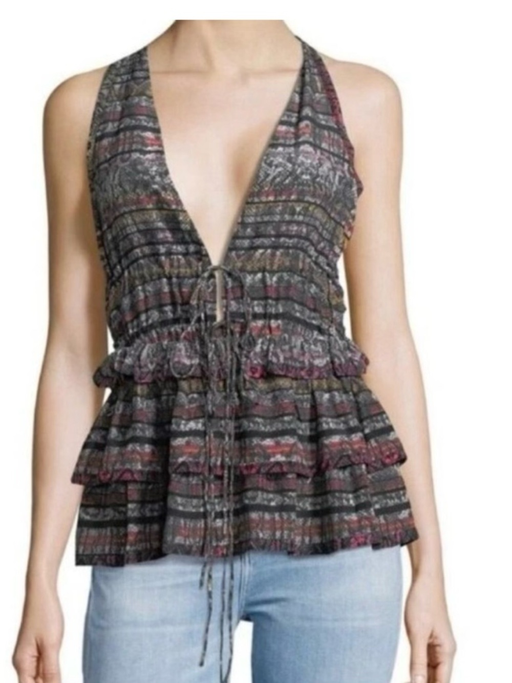 IRO Toledo deep v neck 100% silk top. Size 38.